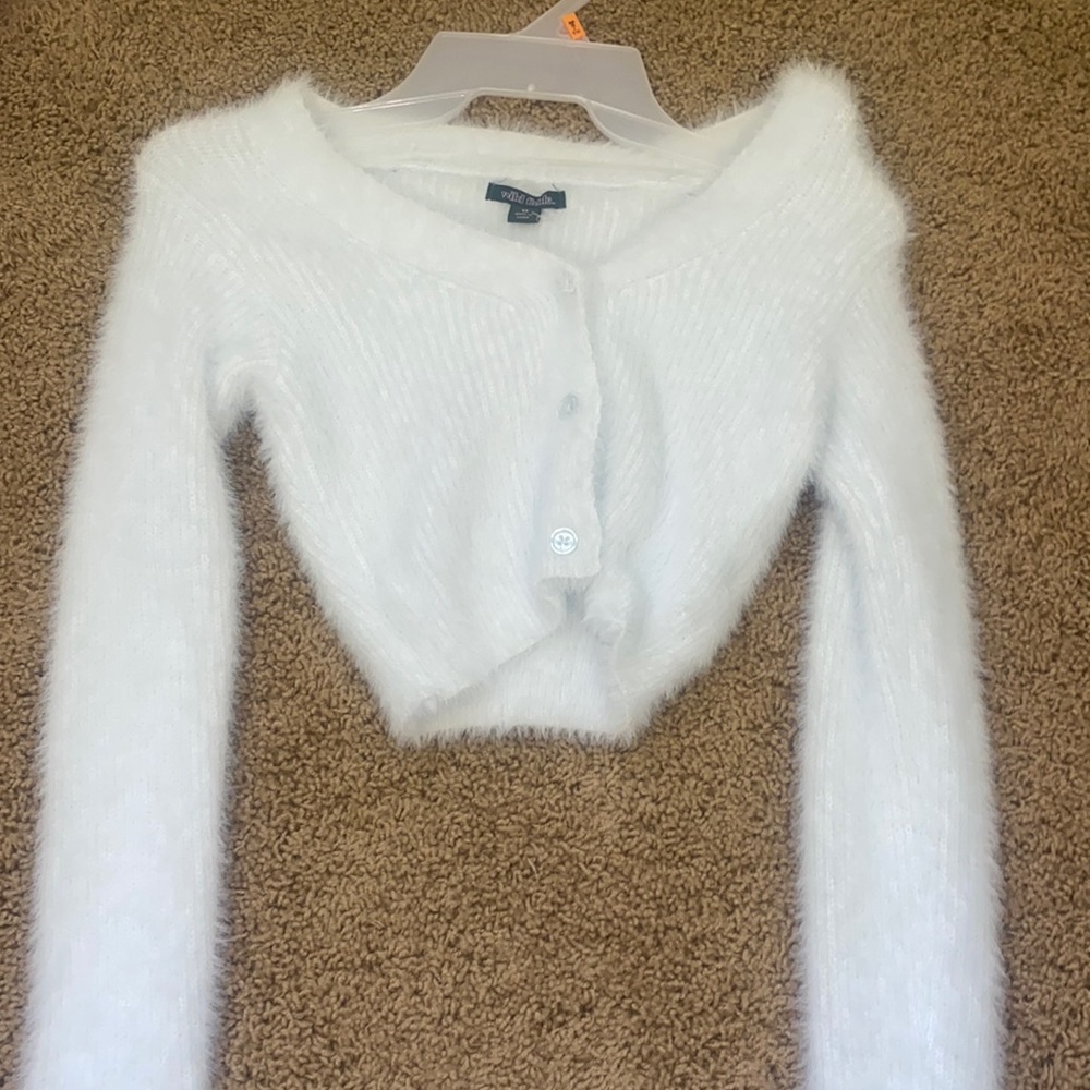 fuzzy knit cropped cardigan